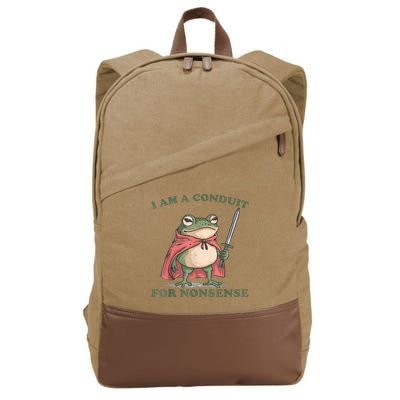 I Am A Conduit For Nonsense Funny Frog Cotton Canvas Backpack