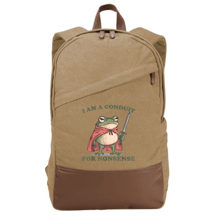 I Am A Conduit For Nonsense Funny Frog Cotton Canvas Backpack
