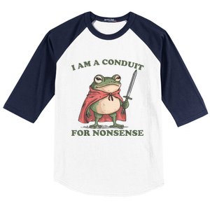 I Am A Conduit For Nonsense Funny Frog Baseball Sleeve Shirt