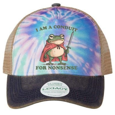 I Am A Conduit For Nonsense Funny Frog Legacy Tie Dye Trucker Hat