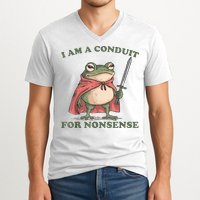 I Am A Conduit For Nonsense Funny Frog V-Neck T-Shirt