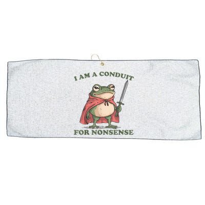 I Am A Conduit For Nonsense Funny Frog Large Microfiber Waffle Golf Towel