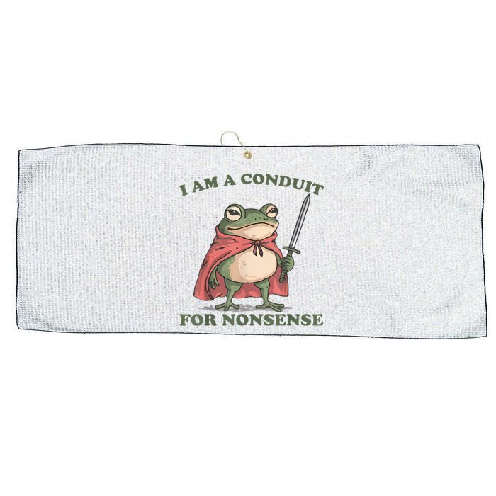 I Am A Conduit For Nonsense Funny Frog Large Microfiber Waffle Golf Towel