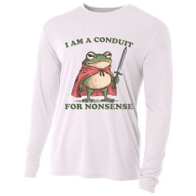 I Am A Conduit For Nonsense Funny Frog Cooling Performance Long Sleeve Crew