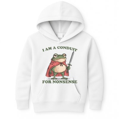 I Am A Conduit For Nonsense Funny Frog Kids Hoodie