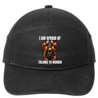 I Am Afraid Of Talking To Cringe Skeleton 7-Panel Snapback Hat