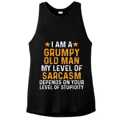 I Am A Grumpy Old Man My Level Of Sarcasm Depends On Your Ladies PosiCharge Tri-Blend Wicking Tank
