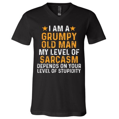 I Am A Grumpy Old Man My Level Of Sarcasm Depends On Your V-Neck T-Shirt