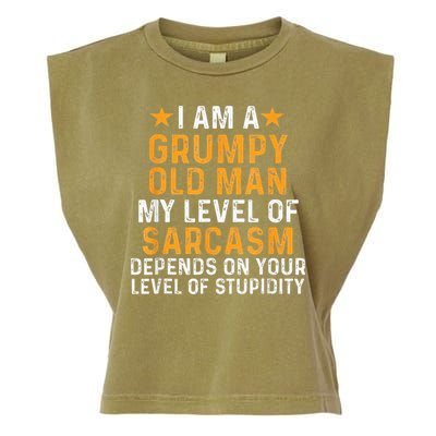 I Am A Grumpy Old Man My Level Of Sarcasm Depends On Your Garment-Dyed Women's Muscle Tee