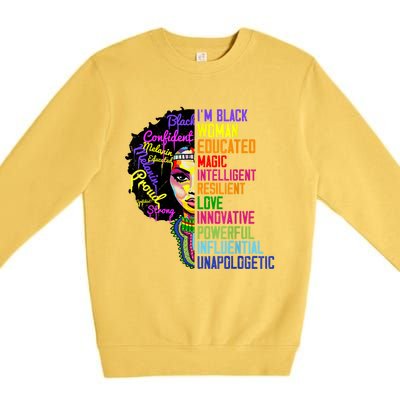 I Am A Black Woman Black Girl Magic Black History Month Afro Premium Crewneck Sweatshirt