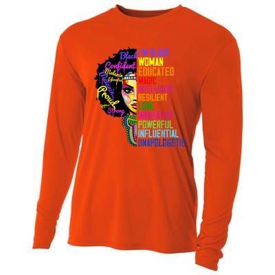 I Am A Black Woman Black Girl Magic Black History Month Afro Cooling Performance Long Sleeve Crew