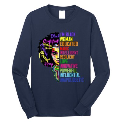 I Am A Black Woman Black Girl Magic Black History Month Afro Long Sleeve Shirt