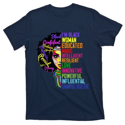 I Am A Black Woman Black Girl Magic Black History Month Afro T-Shirt