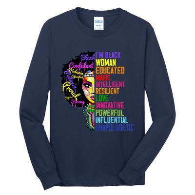 I Am A Black Woman Black Girl Magic Black History Month Afro Tall Long Sleeve T-Shirt