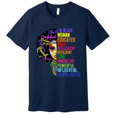 I Am A Black Woman Black Girl Magic Black History Month Afro Premium T-Shirt