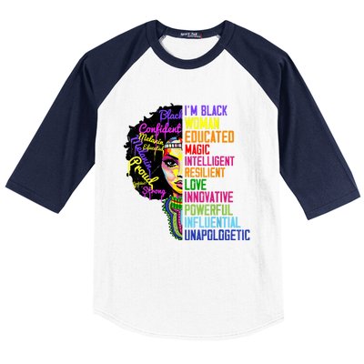 I Am A Black Woman Black Girl Magic Black History Month Afro Baseball Sleeve Shirt