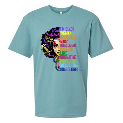 I Am A Black Woman Black Girl Magic Black History Month Afro Sueded Cloud Jersey T-Shirt