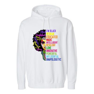 I Am A Black Woman Black Girl Magic Black History Month Afro Garment-Dyed Fleece Hoodie