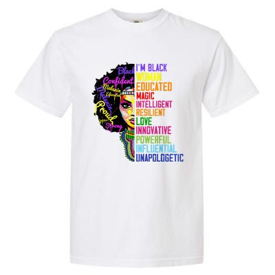 I Am A Black Woman Black Girl Magic Black History Month Afro Garment-Dyed Heavyweight T-Shirt