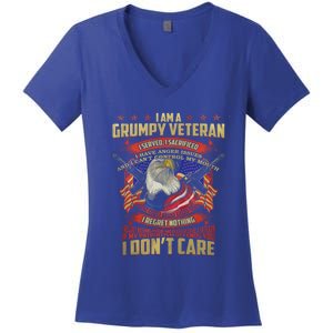 I Am A Grumpy Old Veteran I Served I Sacrificed Tee Meaningful Gift Women's V-Neck T-Shirt