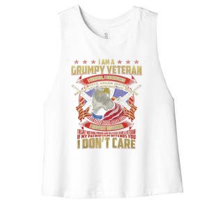 I Am A Grumpy Old Veteran I Served I Sacrificed Tee Meaningful Gift Women's Racerback Cropped Tank