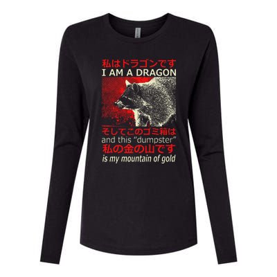 I Am A Dragon Raccoon Japanese Anime Womens Cotton Relaxed Long Sleeve T-Shirt