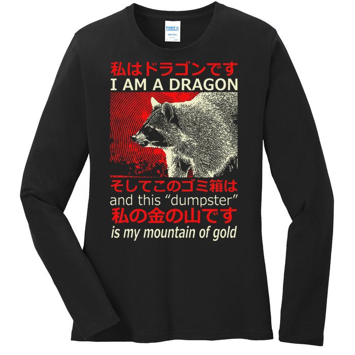 I Am A Dragon Raccoon Japanese Anime Ladies Long Sleeve Shirt