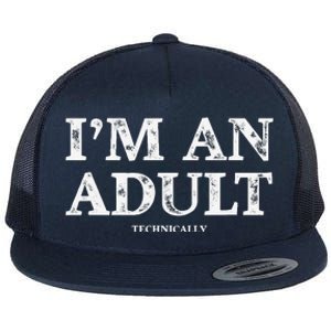 IM An Adult Technically Funny 18th Birthday Gift Flat Bill Trucker Hat