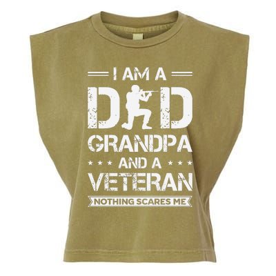 I Am A Dad Grandpa And Veteran Nothing Scares Me Garment-Dyed Women's Muscle Tee