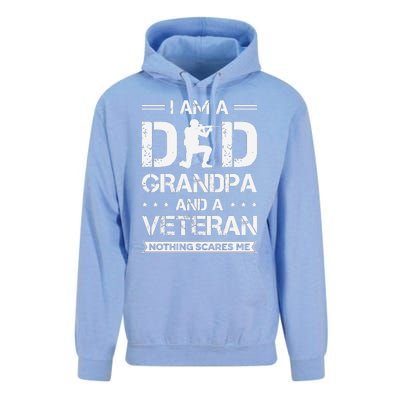 I Am A Dad Grandpa And Veteran Nothing Scares Me Unisex Surf Hoodie