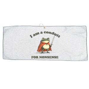 I Am A Conduit For Nonsense Funny Frog Large Microfiber Waffle Golf Towel