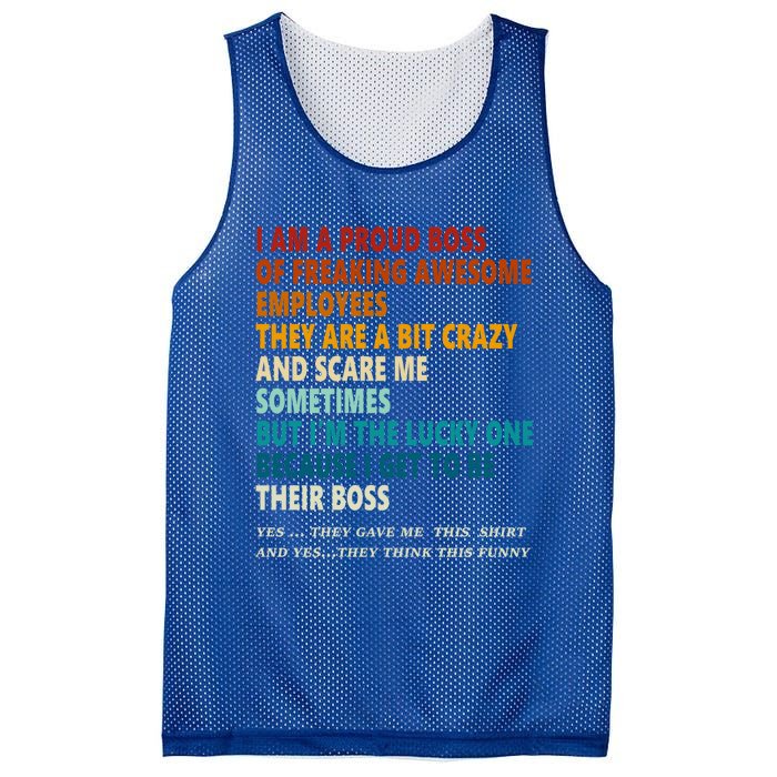 I Am A Proud Boss Of Freaking Awesome Employees Vintage Cute Gift Mesh Reversible Basketball Jersey Tank