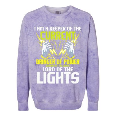 I Am A Keeper Of The Current Lineman Electrician Repair Colorblast Crewneck Sweatshirt