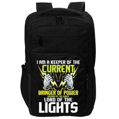 I Am A Keeper Of The Current Lineman Electrician Repair Impact Tech Backpack