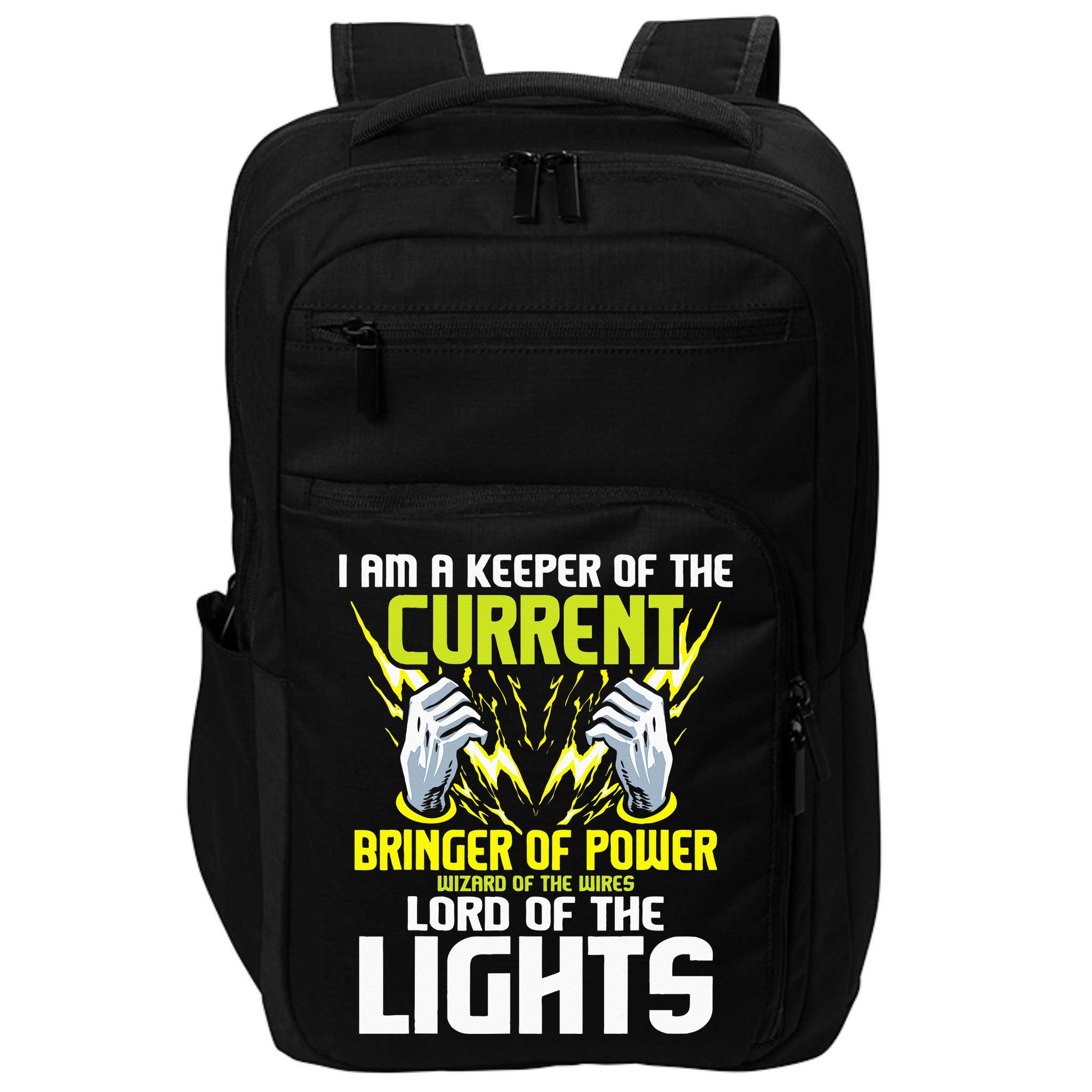 I Am A Keeper Of The Current Lineman Electrician Repair Impact Tech Backpack