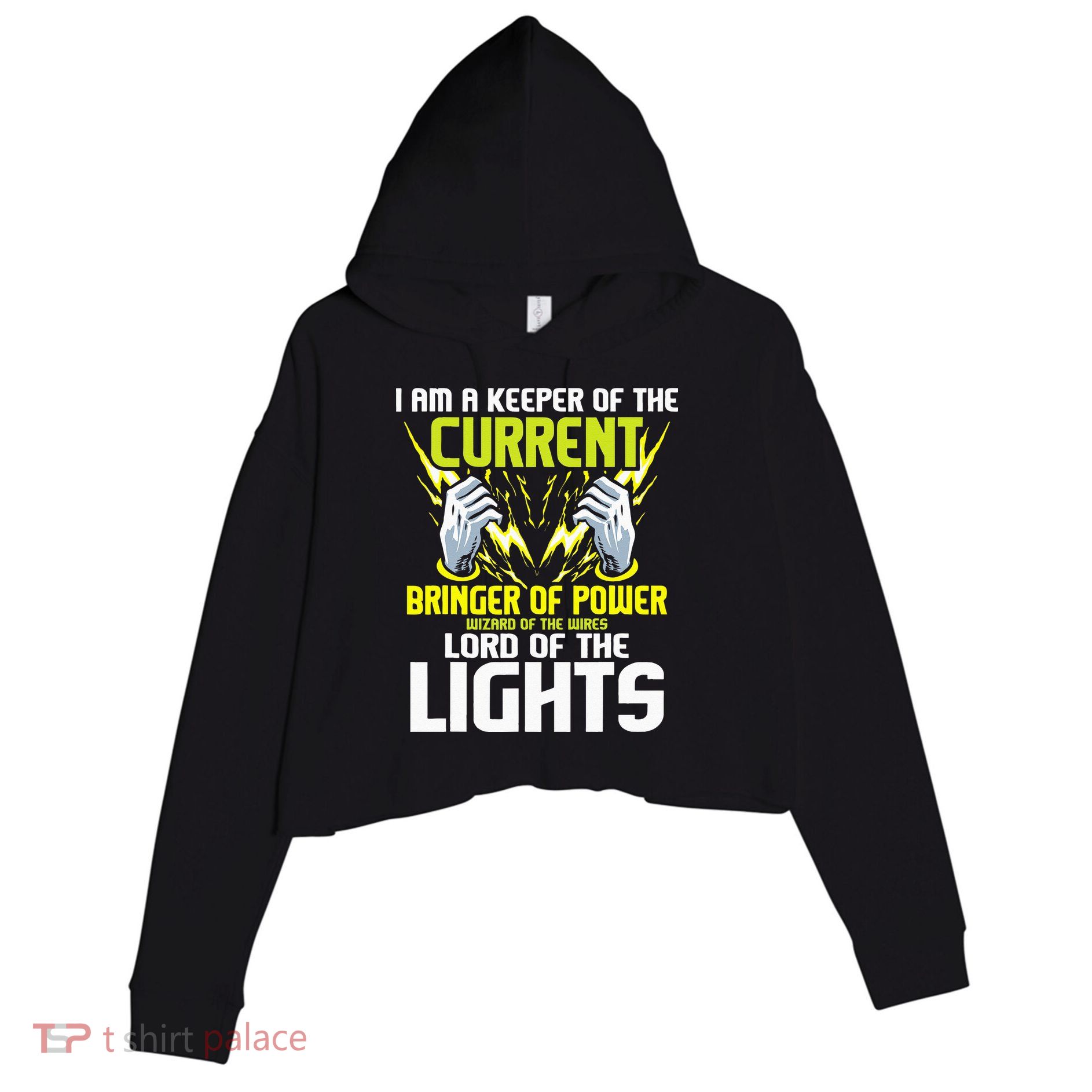 I Am A Keeper Of The Current Lineman Electrician Repair Crop Fleece Hoodie