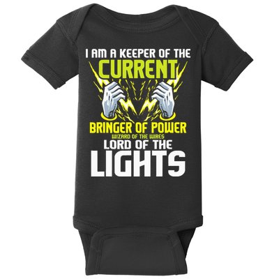 I Am A Keeper Of The Current Lineman Electrician Repair Baby Bodysuit