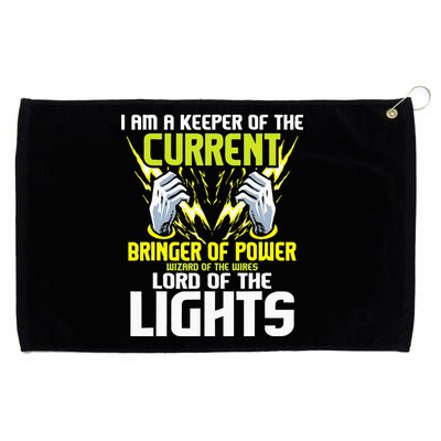 I Am A Keeper Of The Current Lineman Electrician Repair Grommeted Golf Towel