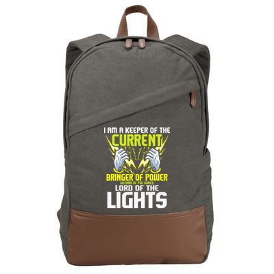I Am A Keeper Of The Current Lineman Electrician Repair Cotton Canvas Backpack