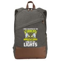 I Am A Keeper Of The Current Lineman Electrician Repair Cotton Canvas Backpack