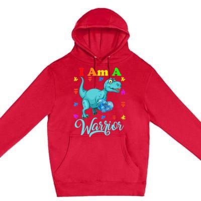 I Am A Warrior Autism Family TRex Dinosaur Autism Awareness Premium Pullover Hoodie