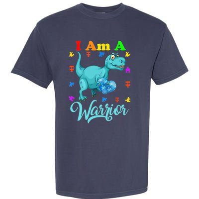 I Am A Warrior Autism Family TRex Dinosaur Autism Awareness Garment-Dyed Heavyweight T-Shirt