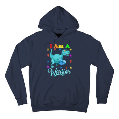 I Am A Warrior Autism Family TRex Dinosaur Autism Awareness Hoodie