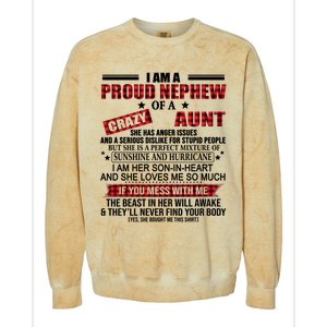 I Am A Proud Nephew Of A Crazy Aunt Funny Nephew And Aunt Funny Gift Colorblast Crewneck Sweatshirt