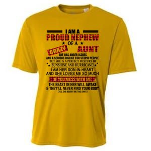 I Am A Proud Nephew Of A Crazy Aunt Funny Nephew And Aunt Funny Gift Cooling Performance Crew T-Shirt