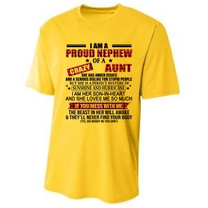 I Am A Proud Nephew Of A Crazy Aunt Funny Nephew And Aunt Funny Gift Performance Sprint T-Shirt