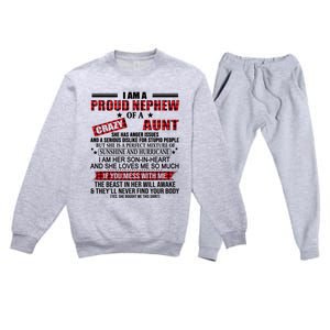 I Am A Proud Nephew Of A Crazy Aunt Funny Nephew And Aunt Funny Gift Premium Crewneck Sweatsuit Set