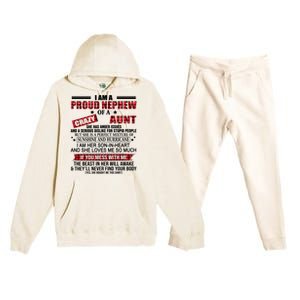 I Am A Proud Nephew Of A Crazy Aunt Funny Nephew And Aunt Funny Gift Premium Hooded Sweatsuit Set