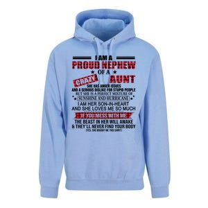 I Am A Proud Nephew Of A Crazy Aunt Funny Nephew And Aunt Funny Gift Unisex Surf Hoodie