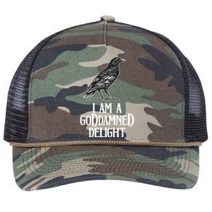 I Am A Goddamned Delight God Damned Funny Quote Retro Rope Trucker Hat Cap